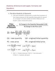 Elasticity Of Demand And Supply Formulas Docx Elasticity Of Demand