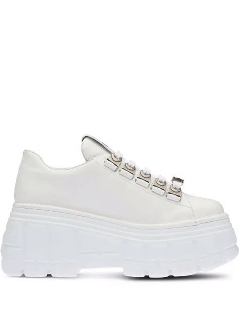 Miu Miu Low Top Leather Platform Sneakers Whats On The Star