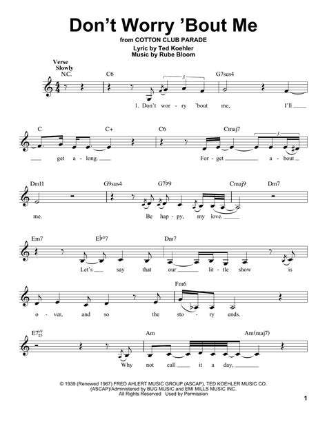 Don T Worry Bout Me Sheet Music By Billie Holiday Voice