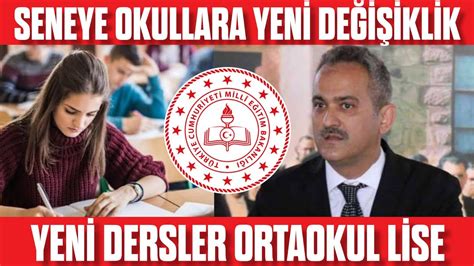 2022 2023 Eğitim Öğretimde Yeni Değişiklikler Yeni Ders MEB Açıkladı