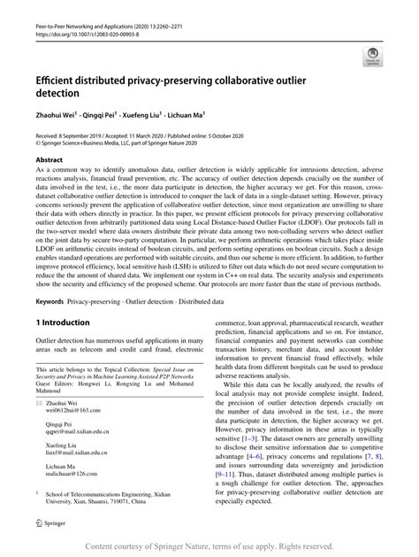 Efficient Distributed Privacy Preserving Collaborative Outlier