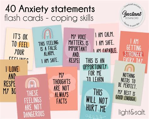 Anxiety Coping Skills Cards Anxiety Cards Cbt Dbt Flash Etsy