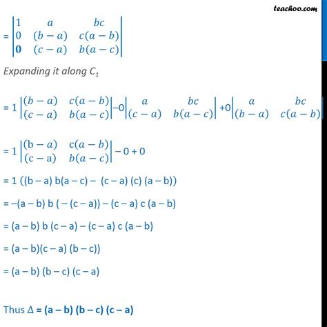 Question Evaluate Determinant A Bc B Ca C Ab Examples