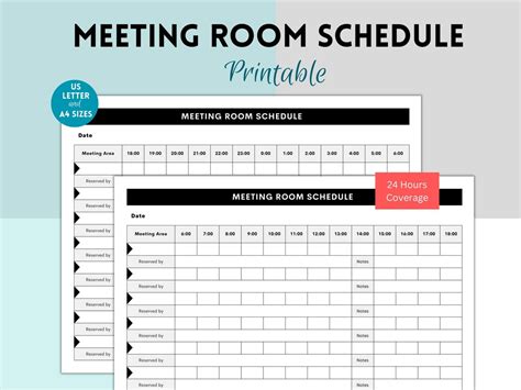 Meeting Room Schedule, Room Reservation Template, Conference Room ...