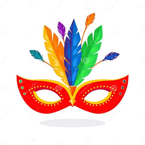 Carnival Mask With Feathers Isolated On White Background Costume