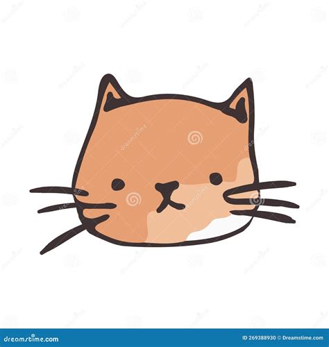 Cute Cat Face Cartoon Character Sketch Vector Illustration, Print ...