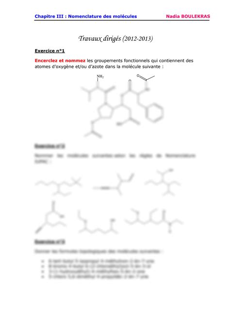 SOLUTION Td 3 Chimie Nomenclature Des Mol Cules Studypool