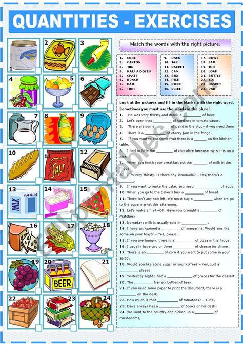 Expressions Of Quantity Exercises Esl Worksheet By Katiana