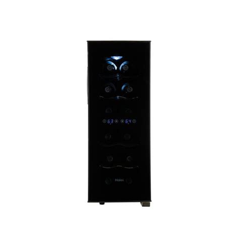 Haier Quiet 12 Bottle Dual Zone Thermoelectric Black Wine Cellar With Curved Smoked Glass Door