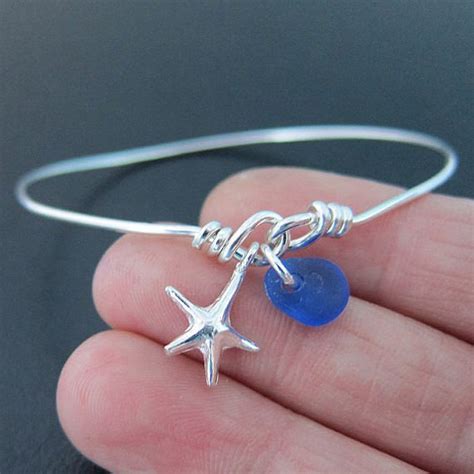 Sea Glass Bracelet Sterling Silver Simple Genuine Sea Glass Jewelry