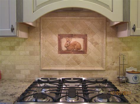 Kitchen Tiled Backsplash With Handcrafted Rabbit Tile As An Decorative Accent Kitchen Bathroom