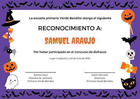 Calam O Diploma Reconocimiento Para Fiesta De Disfraces En Halloween