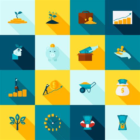 Investment Long Shadows Icon Set Vector Art At Vecteezy