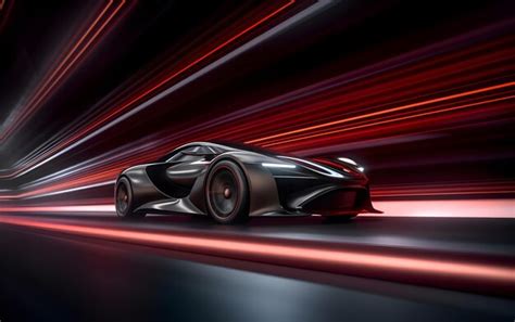 Premium Ai Image Modern Sports Car Speeds Through Dark Curve