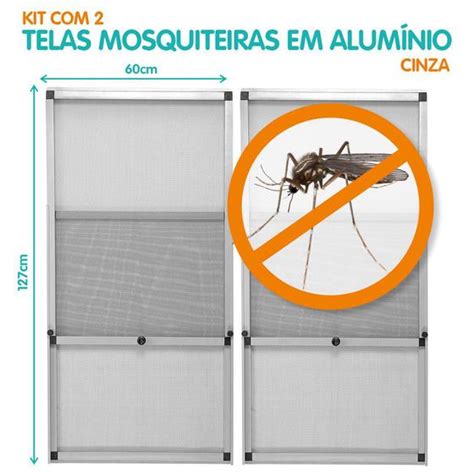 Tela Mosquiteira em Alumínio Altura regulável Largura 60 cm Cinza