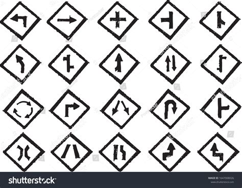 Vector Set Handdrawn Road Sign Icons Stock Vector Royalty Free 1647008026