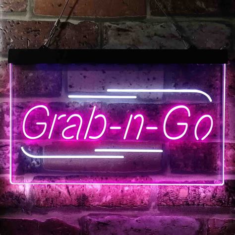 Grab N Go Take Away Shop Dual Color Led Neon Sign St I Etsy