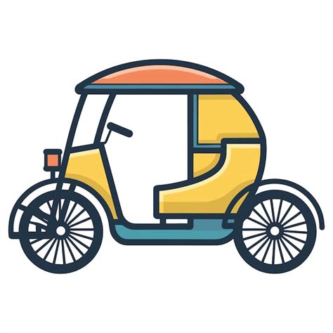 Premium Vector Rickshaw Flat Icon Outline In The Style Of Simple Vector