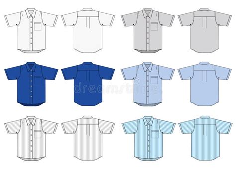 Short Sleeve Button Shirts Illustration Set Color Variations Stock