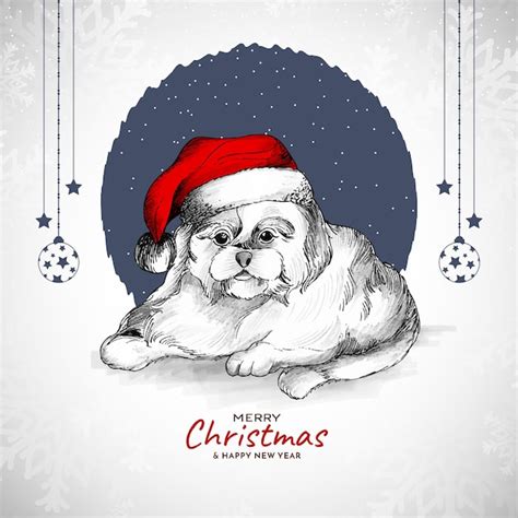 Fondo De Festival De Feliz Navidad Con Dise O De Perro Lindo Vector