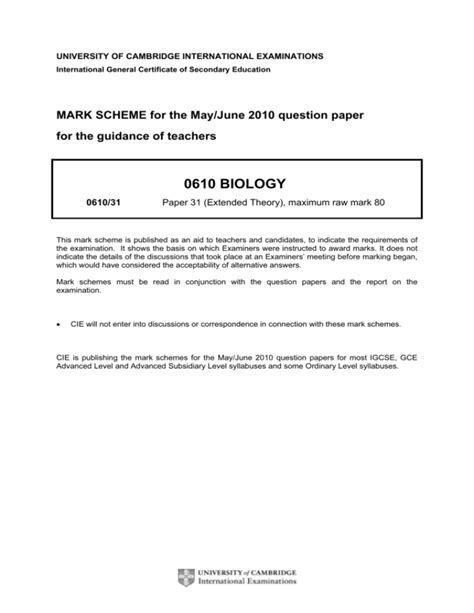 0610 Biology Past Papers Gce Guide