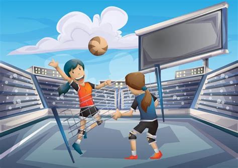 Cartoon Volleyball Game