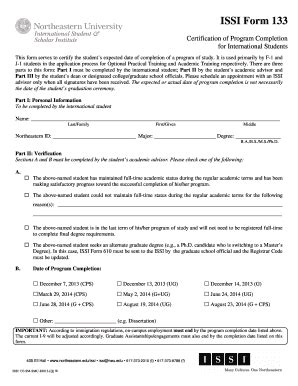 Fillable Online Northeastern ISSI Form 133 Northeastern Fax Email