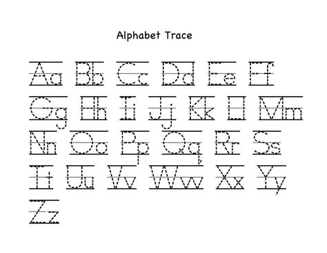 Traceable Alphabet Chart For Upper And Lower Case Worksheets