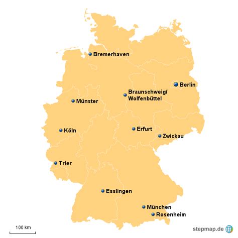 StepMap Standorte Landkarte für Deutschland