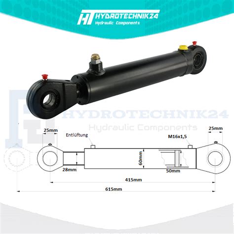 Hydraulikzylinder Einfachwirkend CJF 50 28 200 Mit Gelenkaugen 25mm