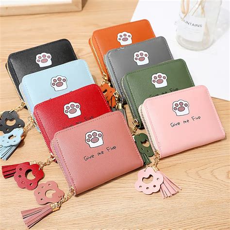 Women Cute Cat Wallet Small Zipper Girl Wallet Brand Designed Pu