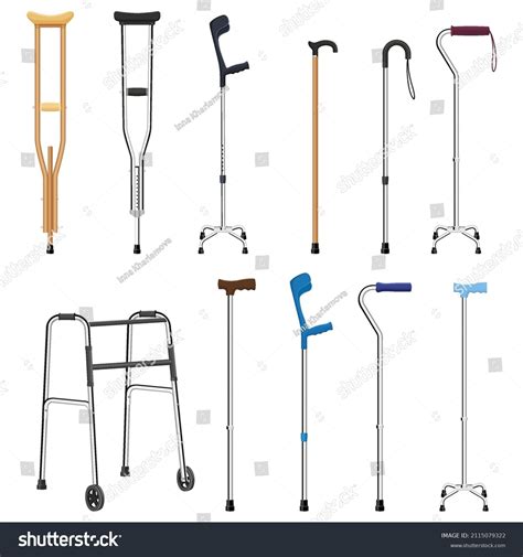 Set Mobility Aids Including Walker Walking Stock Vector Royalty Free