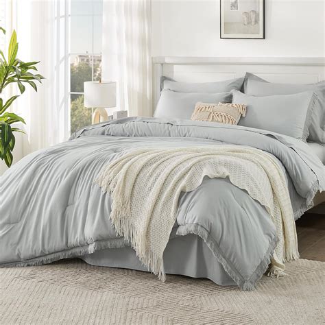 Amazon Andency Light Grey Queen Size Comforter Set With Sheets