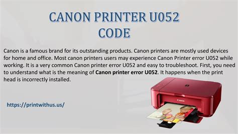 PPT Solutions To Fix Canon Printer Error U052 PowerPoint Presentation