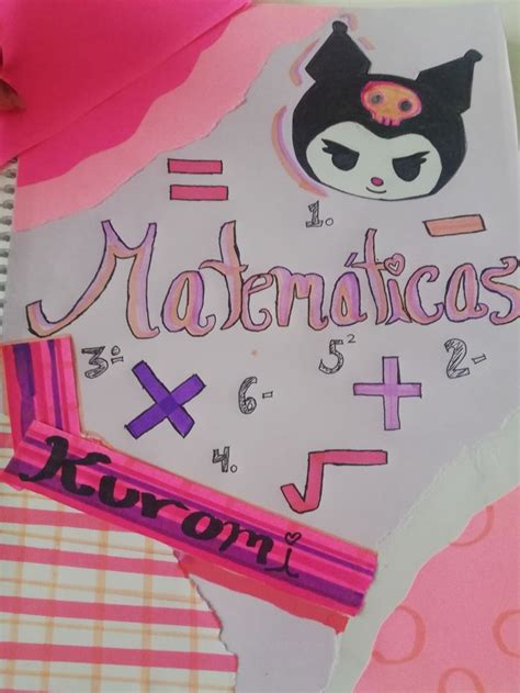 Portada para matemáticas de KUROMI Tarjetas disney Pegatinas