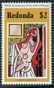 Stamp Nude In A Red Armchair 1929 Redonda 100th Anniv Of Birth