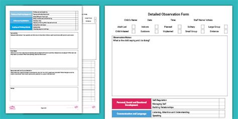 Detailed Eyfs Observation Template And Next Steps Template New Eyfs 2021