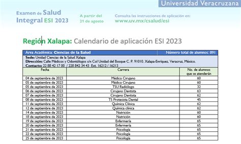 Calendario Esi 2023 Facultad De Medicina Xalapa