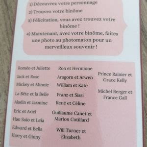 Jeu des Binômes Jeu des paires Mariage fêtes Format B7 9x13cm