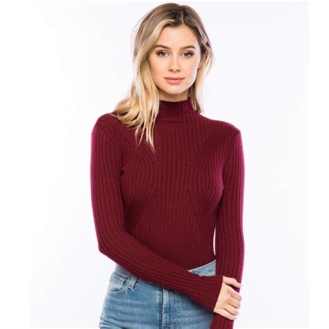 Sweaters Burgundy Long Sleeve Turtleneck Sweater Bodysuit Poshmark