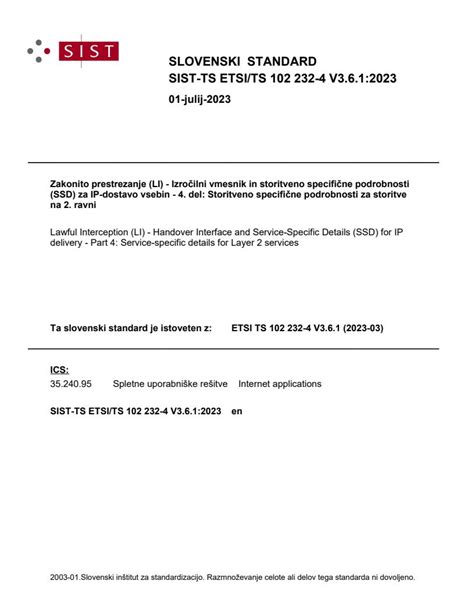 Etsi Ts V Lawful Interception Li Handover