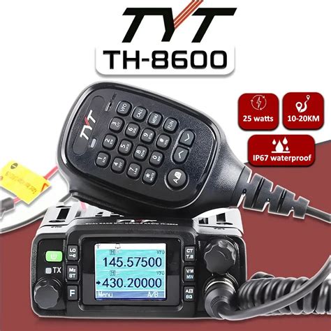 TYT Mini Mobile Radio TH8600 IP67 Waterproof 25W TH 8600 Dual Band VHF