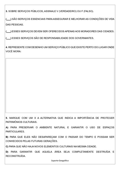 Atividades Sobre Serviços Públicos 4 Ano