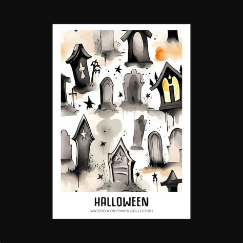 Premium Vector Halloween Tombstones Spooky Illustration