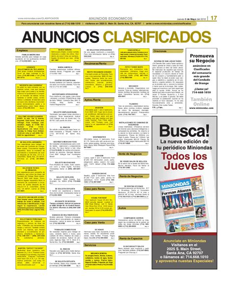 Anuncios Clasificados Mayo 3 2012 By Miniondas Newspaper Issuu