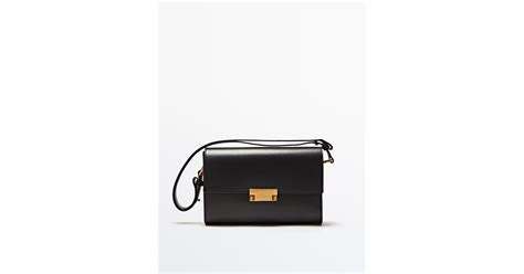 Massimo Dutti Nappa Leather Bag With Multi Way Strap In Black Lyst