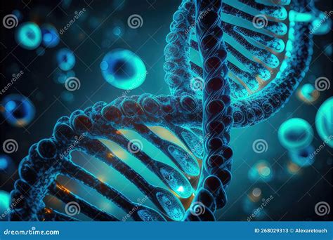 Estructura De Adn Humano Con Ai Helixgenerativo Azul Stock De