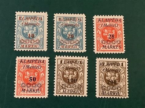 Memel 1923 Klaipeda Unissued Stamps With Overprint Michel 135 140