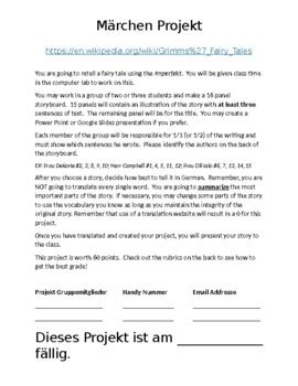 German Fairytale Maerchen Project Imperfekt By Madame Frau TPT