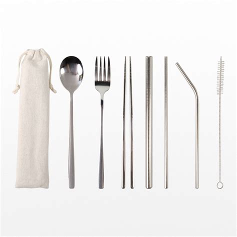 TaffHOME Set Alat Makan Sendok Garpu Sumpit Sedotan Cutlery With Pouch